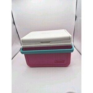 Coleman Vintage 90's Teal & Pink Mini Flip Top 5 Qt Portable Cooler Model 5205